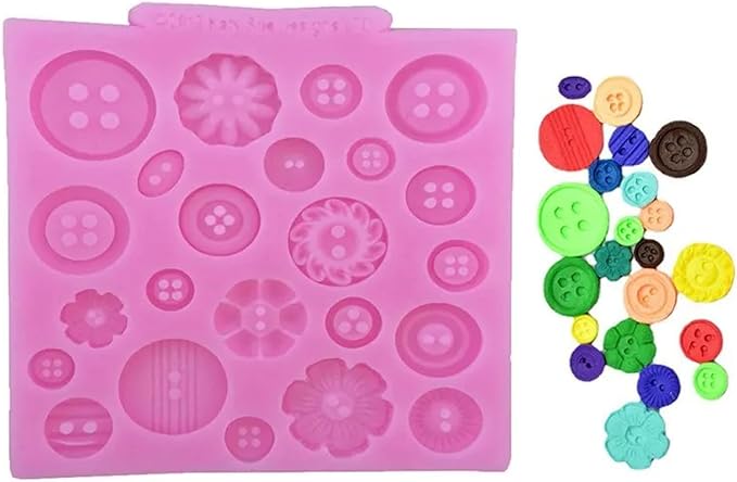 Silicone Mold Kit,10.2x10.7x0.8cm Button Modeling Silicone Mold Fondant Dessert Cake Chocolate Decoration Kitchen Baking Accessories