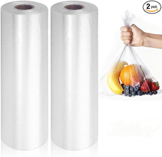 Food Storage Bags, 10" X 14" Plastic Produce Bag, Clear Plastic Bag for Food, Fruit, Meat, Vegetable, Refrigerator Storage, Kitchen, 800 Bags, 2 Rolls