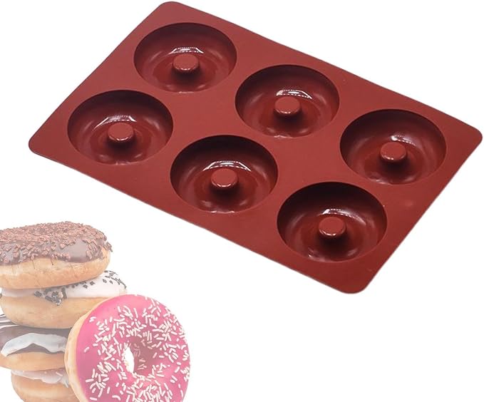 Donut Silicone Mold - Baking Pan | 6 or 12 Cavity Dessert Tray | Flexible Food Grade Silicone, Oven Microwave Safe, Easy Release Design, for Donuts Jelly Pudding & Homemade