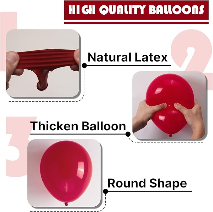 PartyWoo Maroon Balloons 127 pcs Different Sizes of 36 18 12 10 5 Inch Dark Red Burgundy Ruby Red Balloon Arch Kit Garland for Graduation Valentine's Day Wedding Anniversary Party Decorations Red-Y75