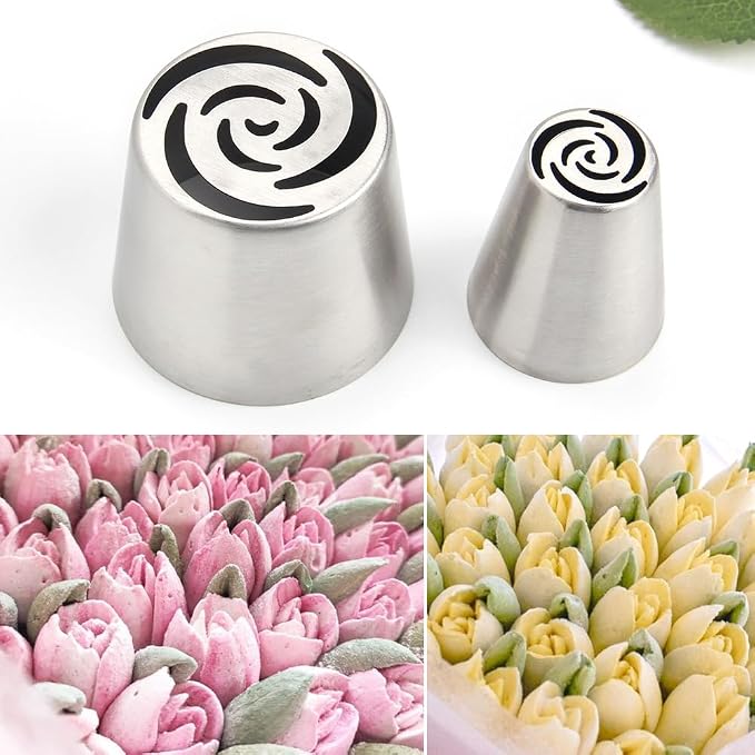 14 PCS Russian Piping Tips Set,Stainless Steel Icing Nozzles for Cake Decorating, Cream Flower Bouquet DIY Cookies, Desserts Baking Tools 1 XXL, 1 XL, 1 Medium Leaf, 10 Piping Bags, 1 Brush