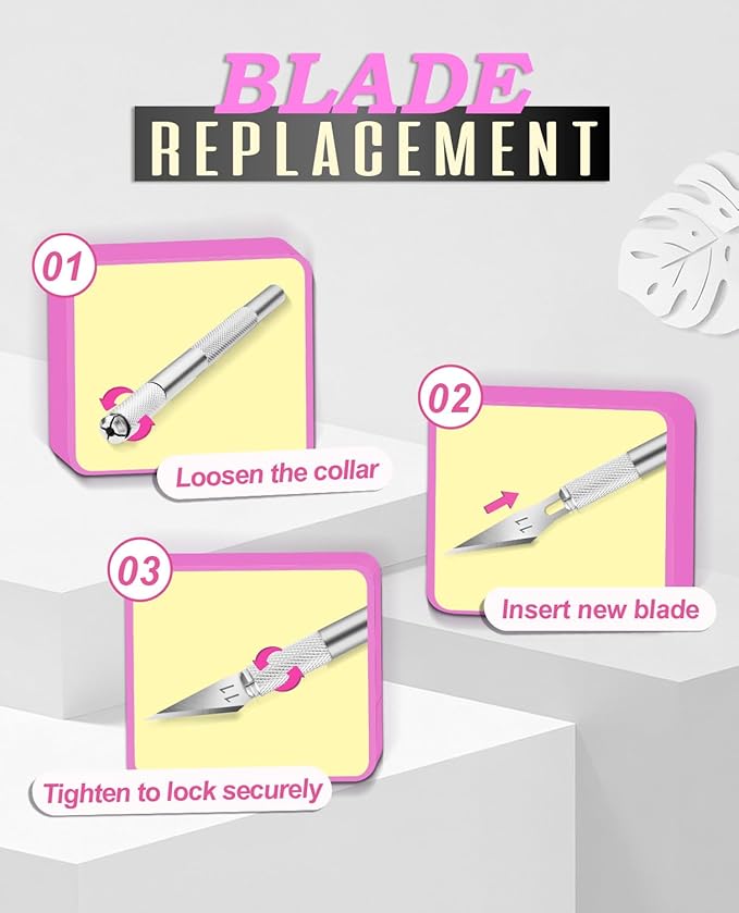 1 Pcs Craft Knife Hobby Knife with 11 Pcs Stainless Steel Blades Kit, 1pcs Steel 15MM Ruler for Art, Scrapbooking,Stencil