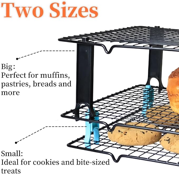 4PCS Saving Harvest Cooling Rack Stacker - Cooling Rack Organizer, Stacking Clips for Cookie & Stackable Cooling Rack, Cookie Bread Cake Cooling Rack Baking Gifts (Blue, Large 4pcs)