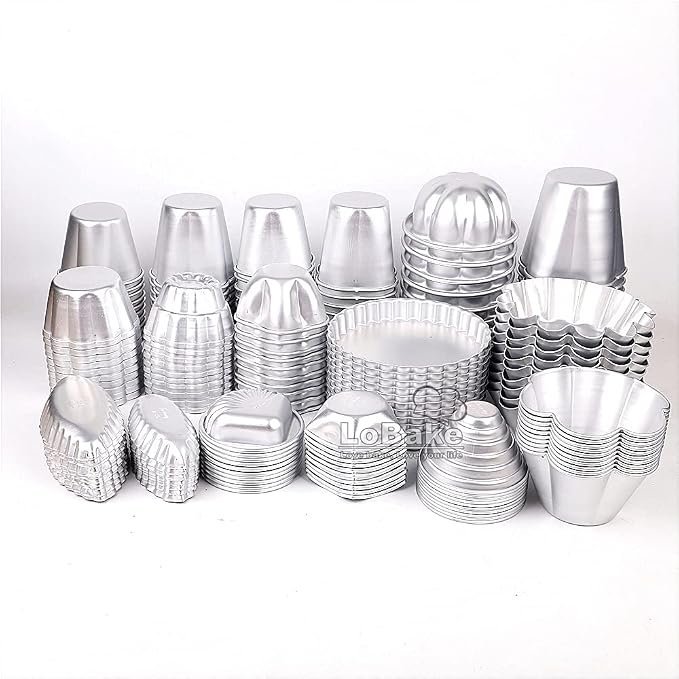 10pcs per lot Various Design Fluted Edge Wavy Flower Cup Boat Round Shape Aluminium Tart Mould Jelly Pudding Cup Cupcake Mold Baking (C16)