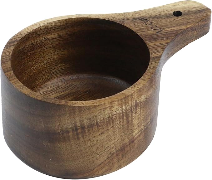 1PCS 1/2 Wooden Measuring Cup and Measuring Spoon Kit for Baking Cooking Spice Coffee Tea Milk Powder