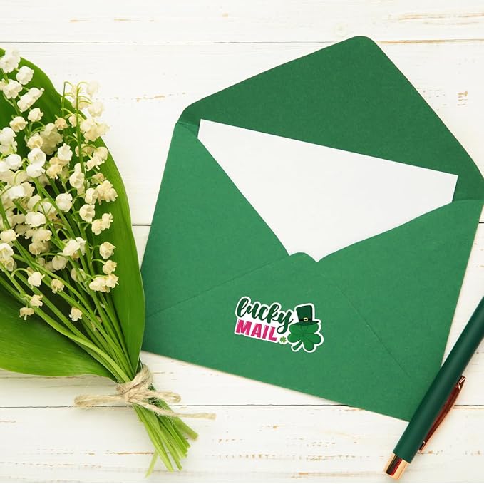 210 PCS St. Patrick's Day Packaging Stickers,Lucky Mail Sticker for Small Business Envelopes Shipping Boxes Gift Packaging