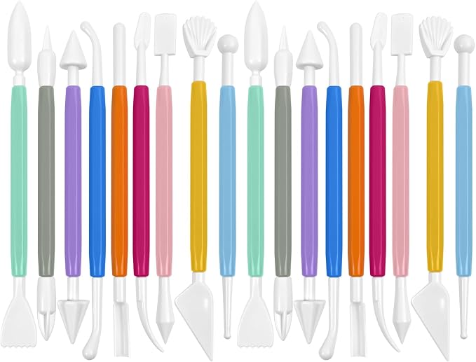 Clay Tools 18PCS Air Dry Clay Double-Ended Tool Kit Plastic Clay Sculpting Tools Set for DIY Pottery, Modeling Molding Polymer Clay