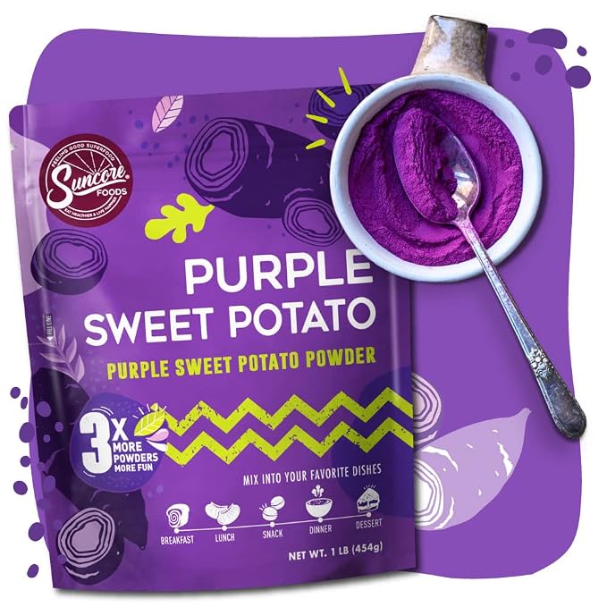 Suncore Foods Purple Sweet Potato Powder, Natural Purple Food Coloring,16oz | Non-GMO, Natural Purple Food Coloring Powder from Sweet Potatoes, For Baking, Smoothies, Desserts, Gluten-Free, Vegan