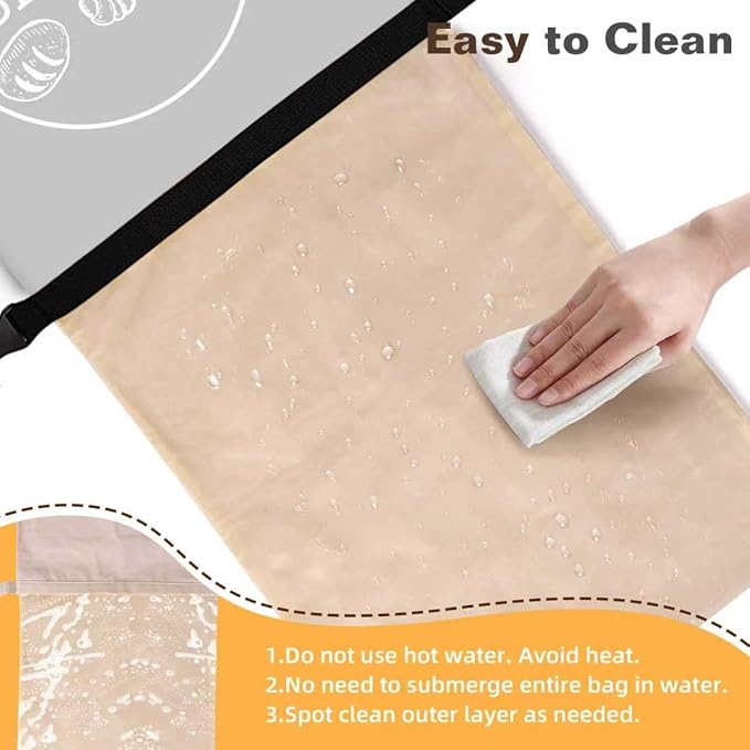 Bread Bags for Homemade, Beeswax Reusable Bread Bag for Sourdough, 1 Pack 17×13 Inches XL-Waxed Food Storage Bag to Keep Sourdough Fresh, Freezer-Safe, Eco-Friendly (Grey)