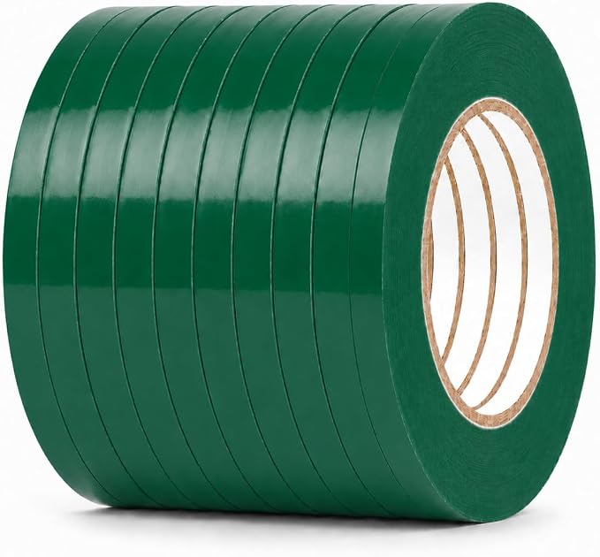 GGR Supplies UPVC-24BS Dark Green Poly Bag Sealing Tape, 1/2 Inch x 180 Yards, Bag Sealing Tape for Produce, Bakery, Candy, Food Packaging and Inventory Color Coding. Pack of 10