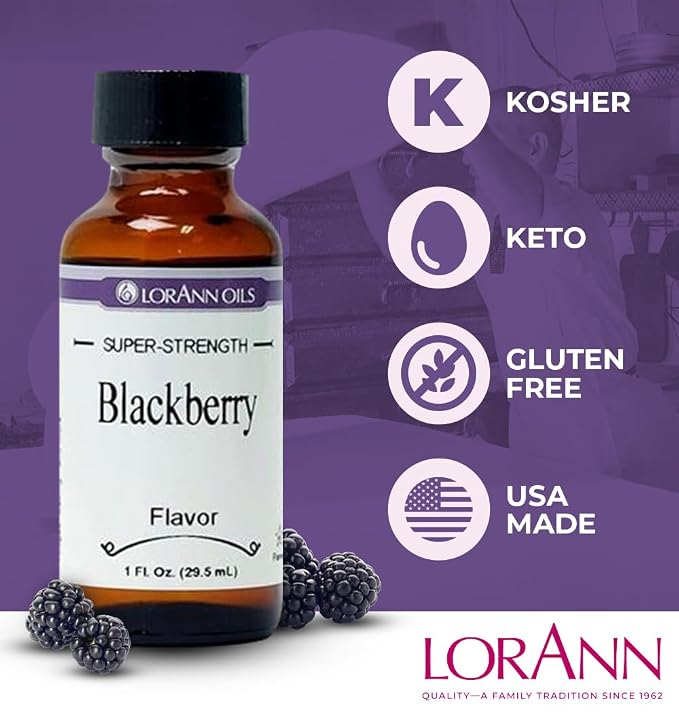 LorAnn Oils Super Strength Flavoring - Used For Candy Making, Flavoring Extracts, Baking, Hard Candy, and Flavor Oils - Bold, Natural Flavors 4X Stronger Than Extracts - Blackberry, 4 fl oz