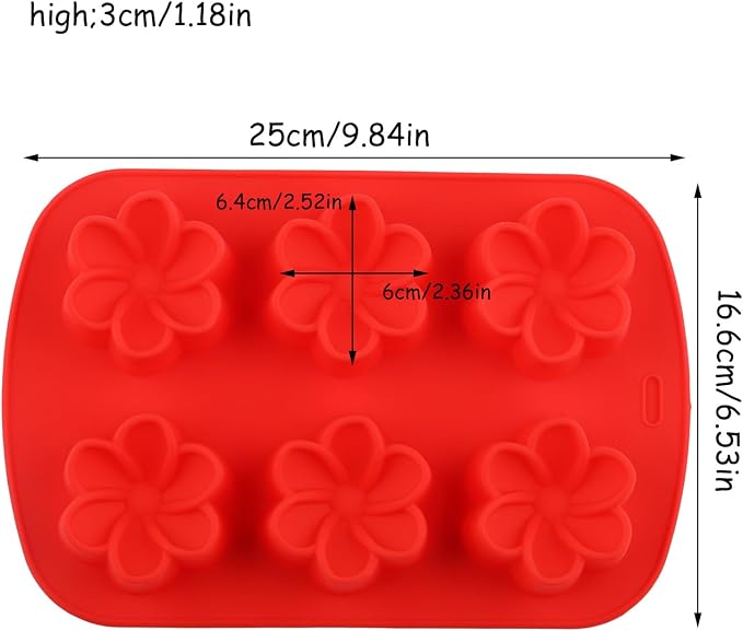 6 Cavity Flower Silicone Chocolate Molds For Candy Chocolate Cake Decoration
