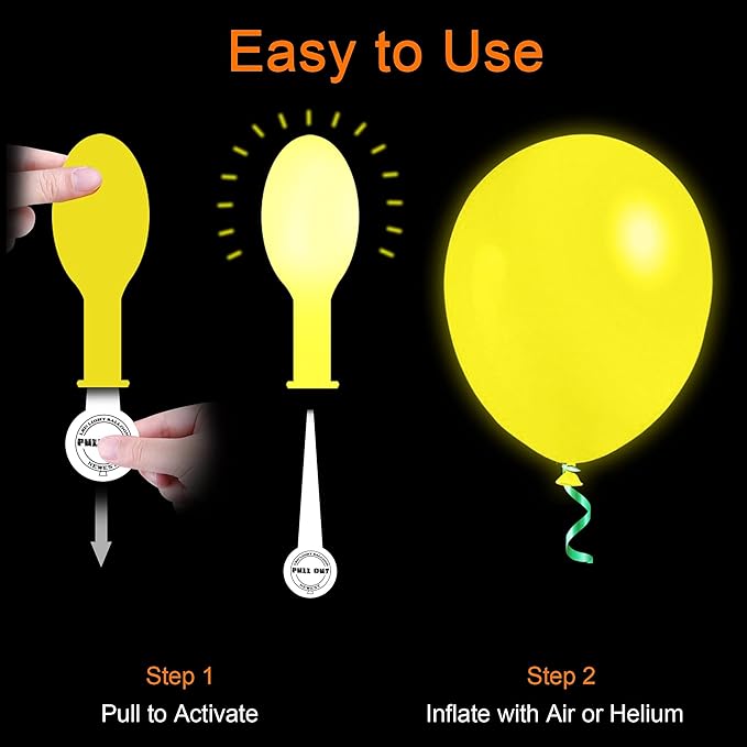 LED Balloons Flashing, 32 Pack, 8 Colors Light Up Balloons, Lasts 12-24 Hours for Glow in the Dark Party Supplies, Birthday, Halloween, Easter Party and Wedding Decorations