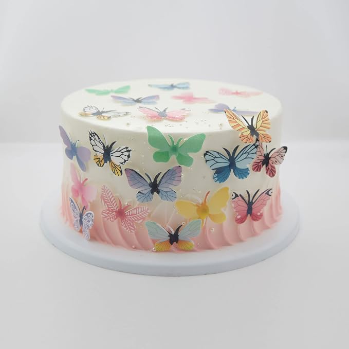 Gyufise 72Pcs Edible Butterfly Cupcake Toppers 3D Colorful Butterfly Cake Decoration Realistic Spring Dessert Decoration for Birthday Party Wedding Food Supplies Mixed Size