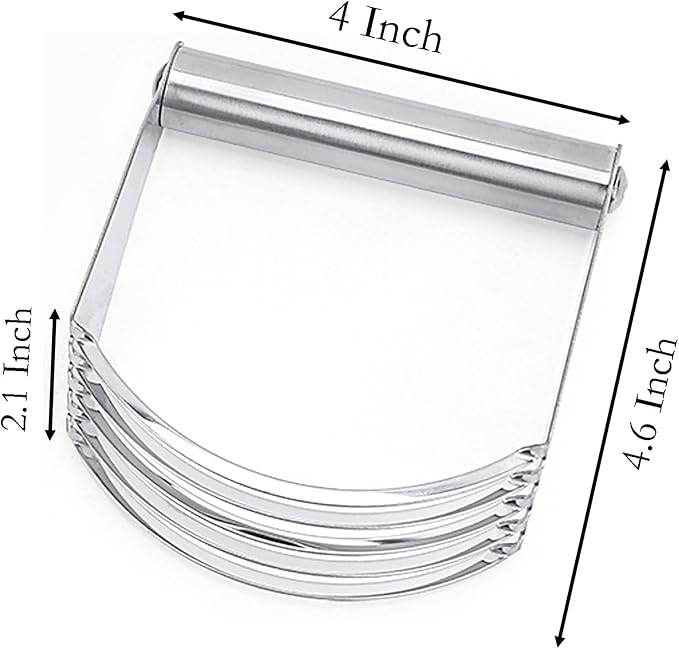 Dough Blender, 4.6 Inch x 4 Inch Stainless Steel Pastry Cutter with Stainless Steel Handle for Dough Mixer Butter Cutter Baking (Silver)
