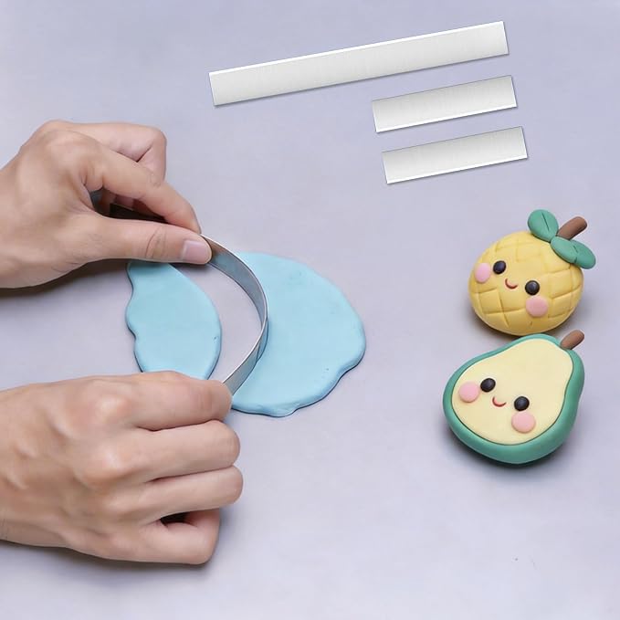 12 Polymer Clay Tools Acrylic Rolling Pin with Thickness Rings for Sculpting Craft Shaping Knife Cutters Slicer Kit Clear Rectangle Sheet Press Board Wire Texture Set Needle Detail Modelling Supplies