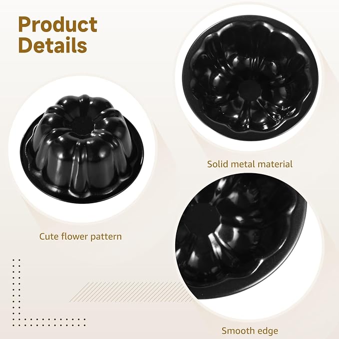 Homaisson 20PCS Mini Fluted Tube Pan, 4.5Inch Carbon Steel Mini Cake Molds, Nonstick Reusable Oven Baking Mold for Cupcake, Bread, Bavarois, Brownie