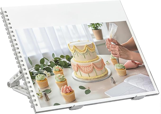 Upgraded Cake Practice Decorating Board with Adjustable Stand Thickened Waterproof, 23 Sheets Icing Piping Nozzles Practice Drawings Cake Decorating Kit Baking Supplies for Beginner Home Baker