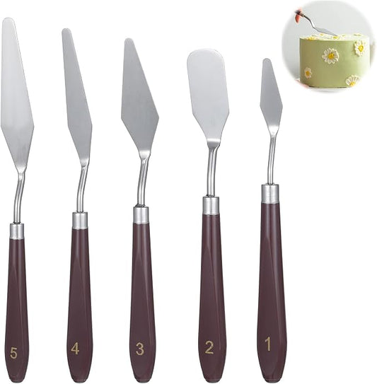 5 Pcs Frosting Spatula, Cake Frosting Spatula Dual-use Pallet Knife Painting Knife for Baking Pastry Tool Cake Fondant Chocolate，Art Painting Art Acrylic Draw Color Mixing Supplies