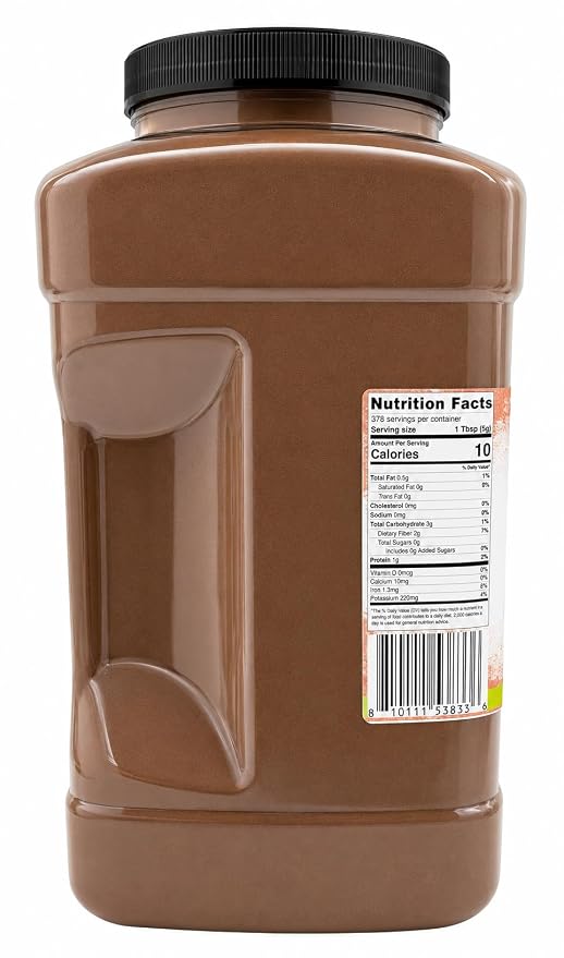 Dutch Process Cocoa Powder | 100% Unsweetened Cocoa | Bulk 5 lb Container | Rich Dark Baking Cocoa for Brownies, Cakes, Hot Chocolate & Smoothies | Dasher’s Spice & Beans