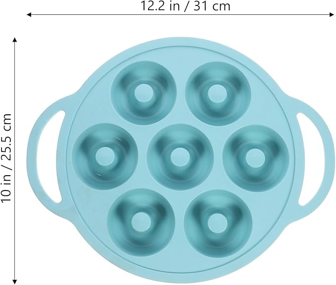 Kichvoe Silicone Donut Mold 7-cavity Non-stick Baking Pan Small Cake Mold Nordic Green Reusable Silicone Baking Tray for Home Cake Making