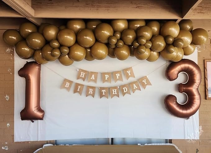 Numbers Balloon 3, 40 Inch Large Coffee Brown Balloon for Three Year Old Birthday Decor, 3 13 30 31 Birthday Party Decorations for Wedding Supplies