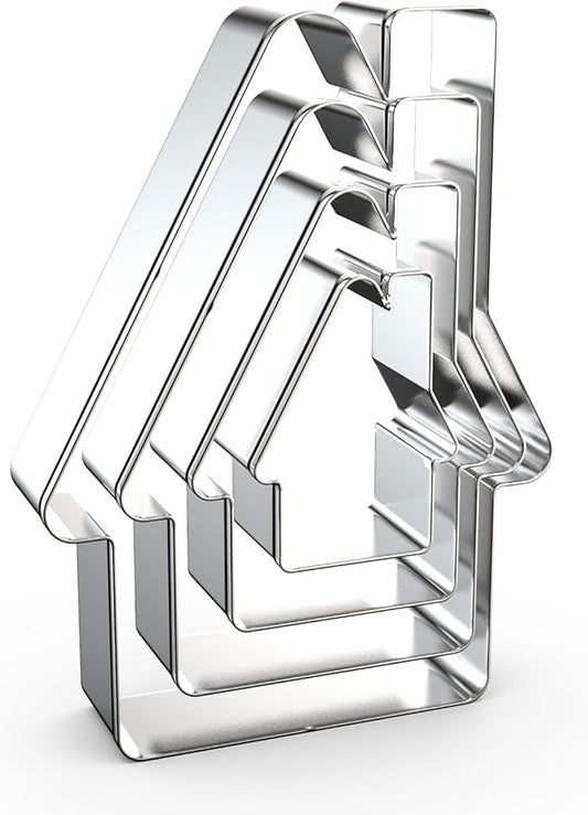 House Cookie Cutter Set for Baking Assorted Sizes Large Small Mini, 5/4/3/2 inch, 4 Piece, Stainless Steel