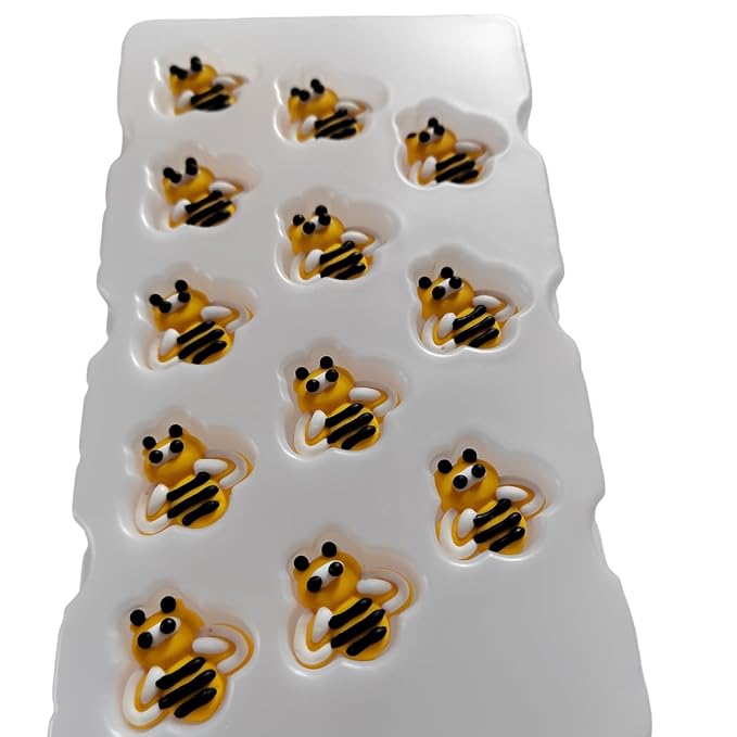 12 Pieces Bees Cakes Decorations Edible Bee Shaped Hard Sugar Icing Decorations Cupcake Toppers for Baking Cookie Ice Cream Candy Decoration Spring Birthday Party