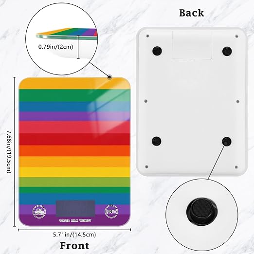 Food Scale Kitchen Scale for Baking Cooking Digital Food Weighing Measuring Scale Small Waterproof Electric Food Scale Rainbow Color Stripes