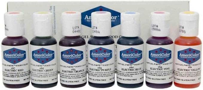 AmeriColor Food Coloring - Electric Kit - Soft Gel Paste, 7 .75 Ounce Bottles