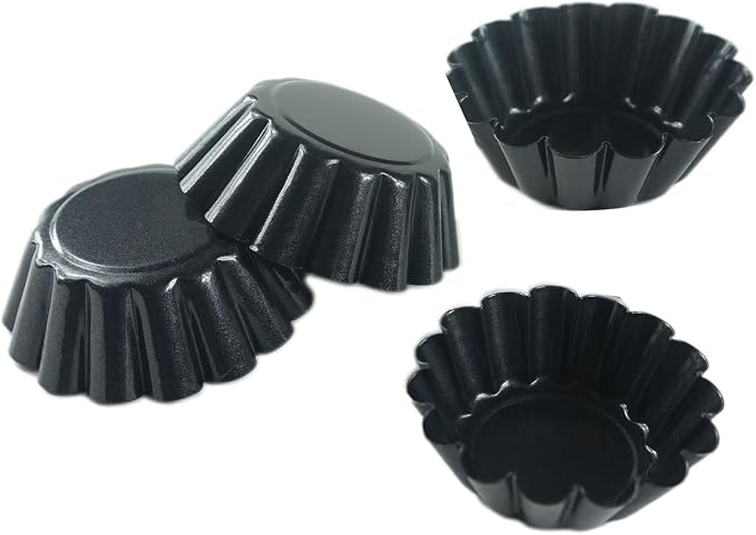 12 Packs Egg Tart Molds, Mini Carbon Steel 2.6 Inch Egg Tart Pans, Non-stick Reusable Egg Tart Shell, Cake Muffin Mold Tin Pan for Baking Cupcakes, Cookies, Pies, Pudding, Tartlet, Quiches