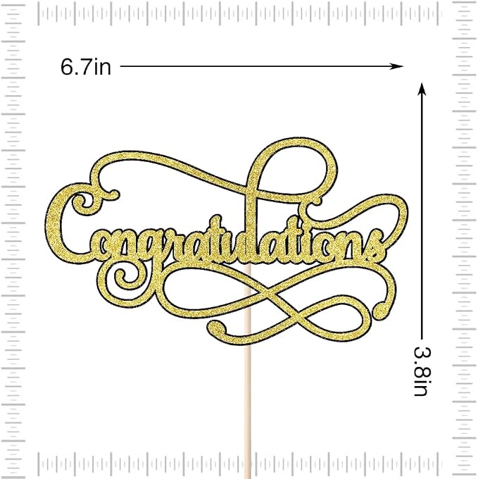 Congratulations Cake Topper,Congratulations 2026 Graduation Cake Topper,Graduation, Wedding, Retirement, Birthday, Anniversary, Celebration Party Decorations Supplies (Black Gold)