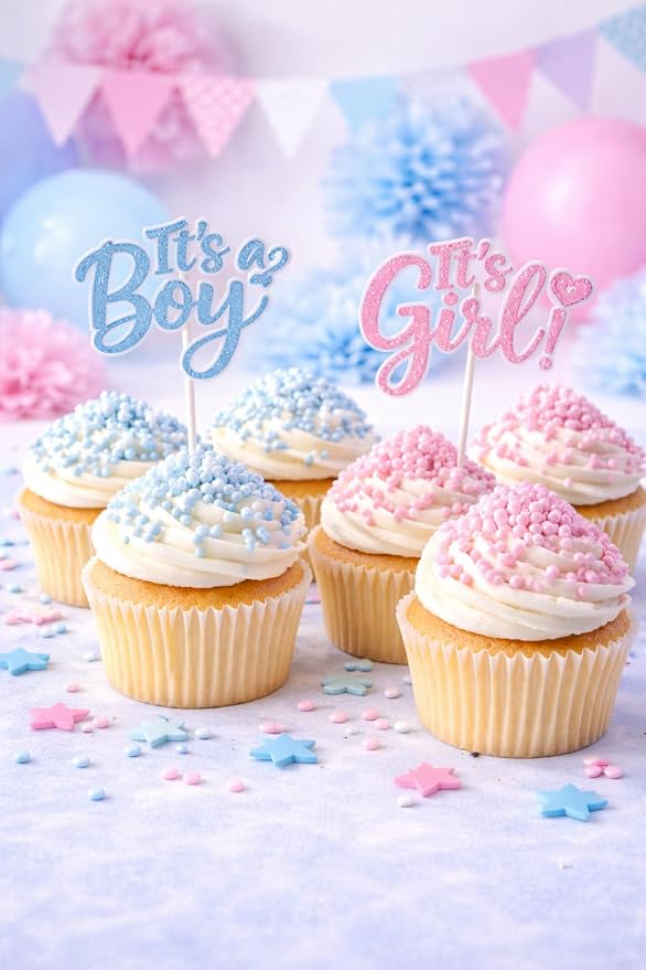 Oasis Supply Baby Shower Sprinkles & Sugar Shapes – Edible Decorations for Cakes, Cupcakes, and Cookies – Gender Reveal, Boy, Girl, and Neutral Party Baking Decorations - Blue Pearl Quin Sprinkles