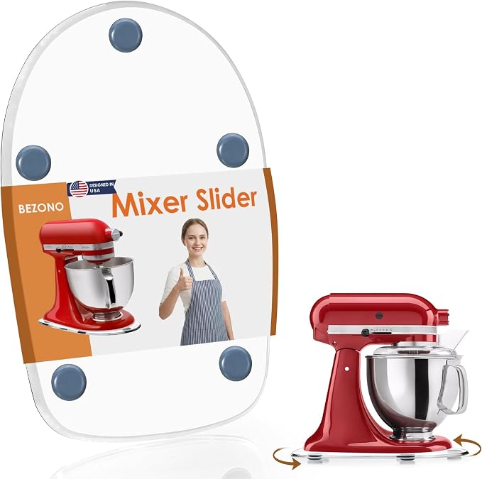 360°Rotating Mixer Slider Mat, Compatible with KitchenAid 4.5-5 Qt Tilt-Head Stand Mixer & Artisan Series, Clear Acrylic Thickened Sliding Tray, Countertop Storage & Moving Accessories