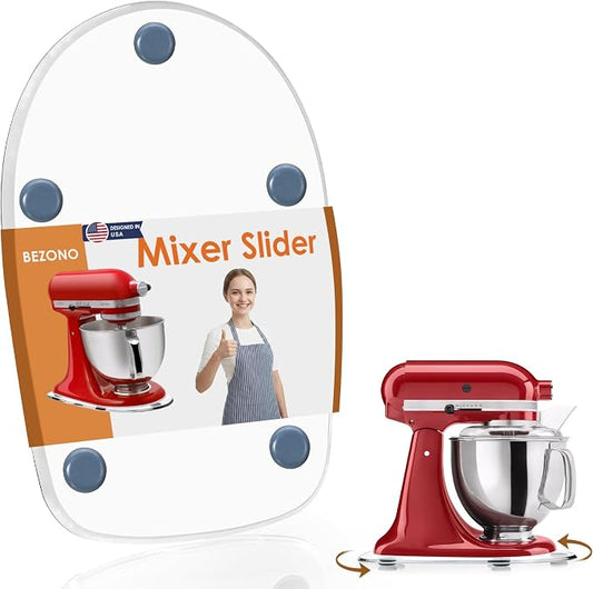 360°Rotating Mixer Slider Mat, Compatible with KitchenAid 4.5-5 Qt Tilt-Head Stand Mixer & Artisan Series, Clear Acrylic Thickened Sliding Tray, Countertop Storage & Moving Accessories