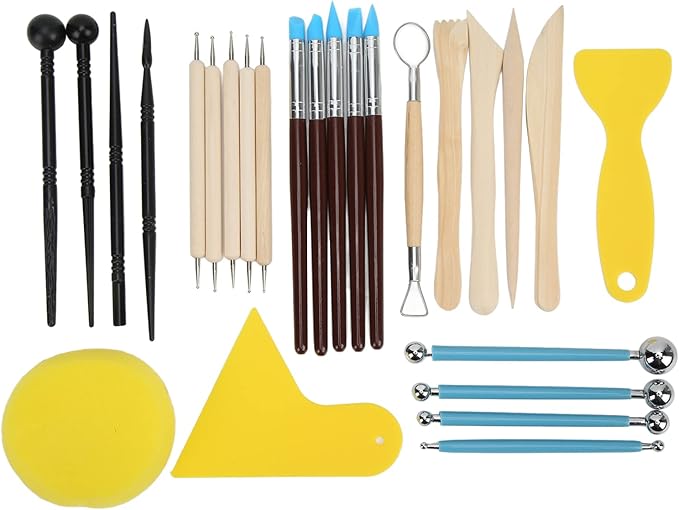 27 Pcs Multipurpose Clay Tools Set for Modeling Sculpting Pottery Crafts, DIY Polishing Engraving Kit with Silicone Pens, Fondant Sticks, Carving Knives, and More, Ideal for