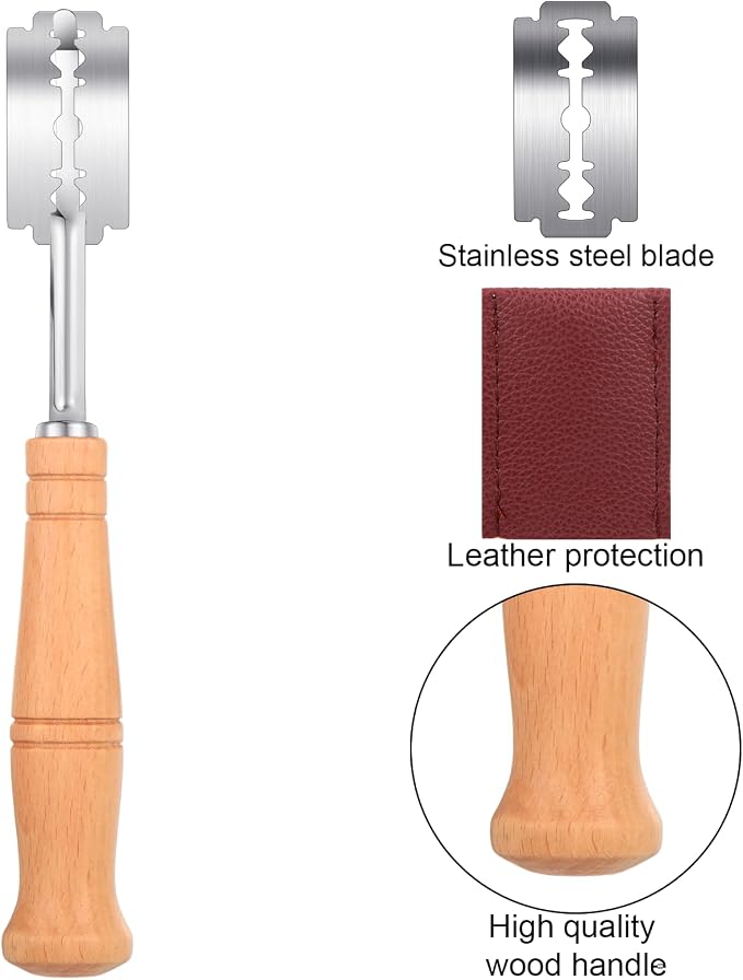 Mudder Bread Lame Scoring Tool with 10 Pieces Replaceable Blades and 2 Pcs Dough Scoring Knife Bread Scorer Set with Protective Cover for French Baguettes Sourdough Making tool