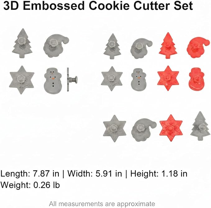Essential Baking Tool: 3D Embossed Cookie Cutter Set, 4-Piece PP Plastic Cut and Stamp Tool Kit