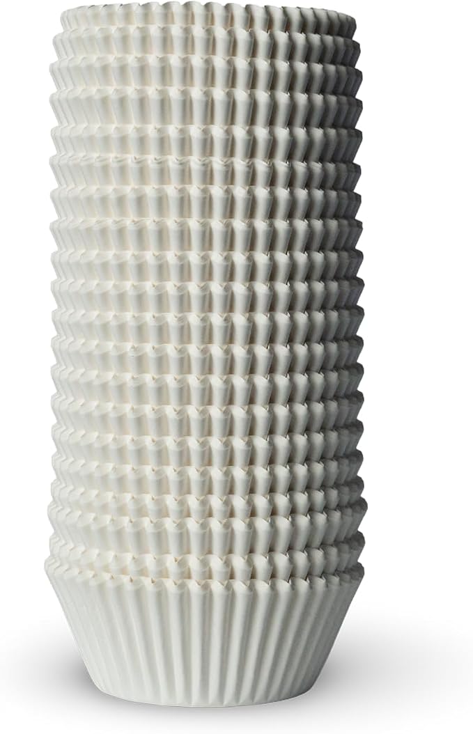 200 Paper Cupcake Liners, Muffin Liners or Baking Cups for Desserts, Muffins, Cupcakes and More Treats; Grease Proof, No Smell, Food Grade, Nut Serving Containers (White)