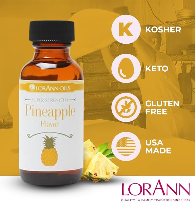 LorAnn Oils Super Strength Flavoring - Used For Candy Making, Flavoring Extracts, Baking, Hard Candy, and Flavor Oils - Bold, Natural Flavors 4X Stronger Than Extracts - Pineapple, 1 fl oz