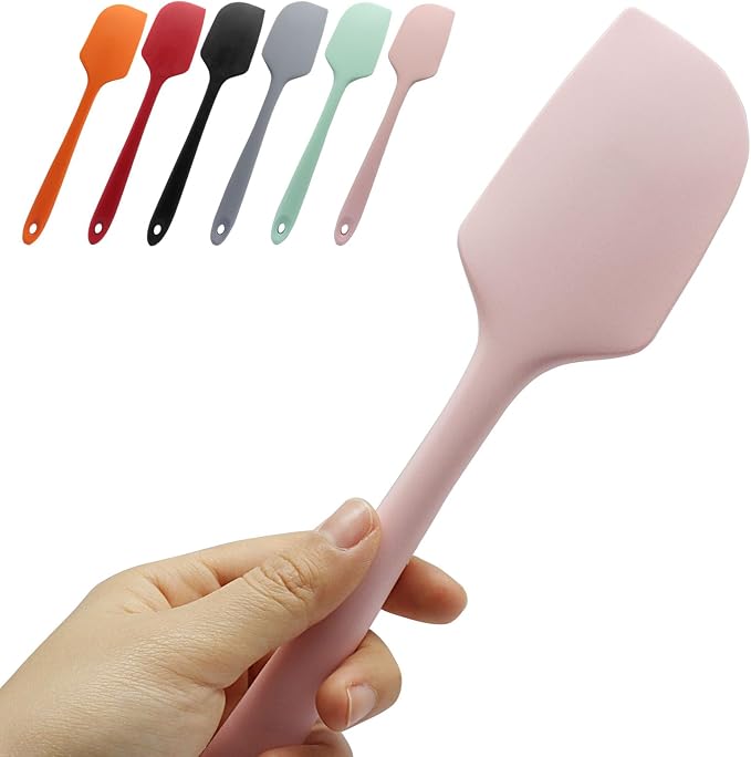 Large Silicone Spatula, 11.4 Inch Rubber Spatula with Nylon Core, Heat Resistant to 446°F, Kitchen Cooking Utensils Baking Bowl Scraper for Mixing & Scraping (Pink)