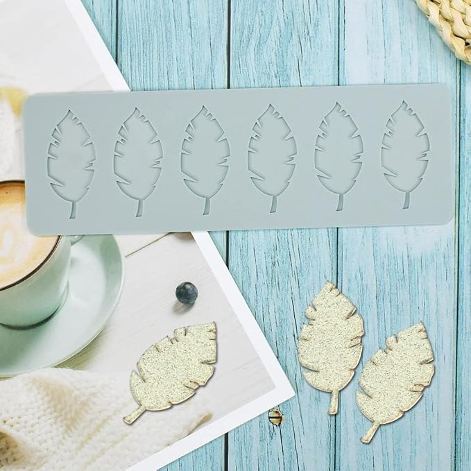 Fondant Silicone Moulds Tropical Leaves Silicone Imprint Mat Gum Paste Press Mold for Cake Chocolate Cupcake Decorating Cake Toppers Candy Cookies Resin Sugarcraft (B_9.44x3.08x0.12inch)