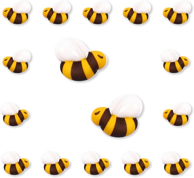 Edible Bee for Cake Decorating, 16pcs Bee Sprinkles, Royal Icing Bees for Cake, Cupcake, Macaron, and Waffles, Perfect for Bee Theme Parties, and Baby Shower