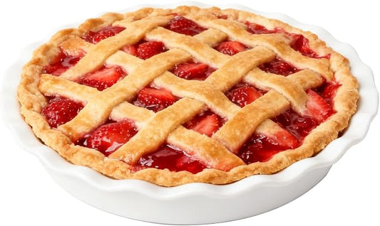 White Deep Dish Pie Pan for Baking-10 Inch Ceramic Fluted Pie Dish for Apple, Quiche, Pecan, Pot Pies, 53Ounce Round Pie Plate