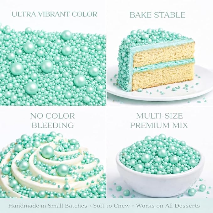 Confect Mint Green Sprinkles – Premium Pastel Green Pearl Cake & Cupcake Sprinkles (4.2 oz) – Bake Stable Edible Decorating Sprinkles for Cookies, Baking & Cake Decorations – Soft Chew, No Synthetic Dyes
