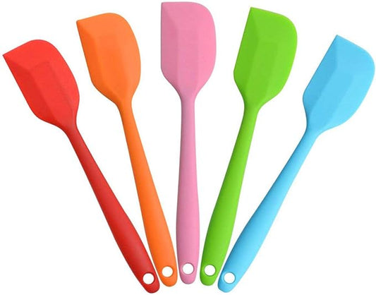 Silicone Spatula Heat Resistant Small Rubber Spatulas Cooking Utensil Set Non-Stick Flexible Rubber Essential Cooking Gadget For Cake/Cream/Pastry/Butter/Batter Mixing/Cooking-(5 Pieces)