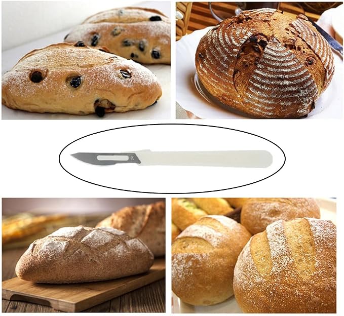 4 Pack Bread Lame Dough Scoring Tool Hand Crafted Sourdough Scorer Knife Razor Blade Cutter Slashing Tool for Bread Making European Baguette Flower Patterns Booklet Homemade Kitchen Baking