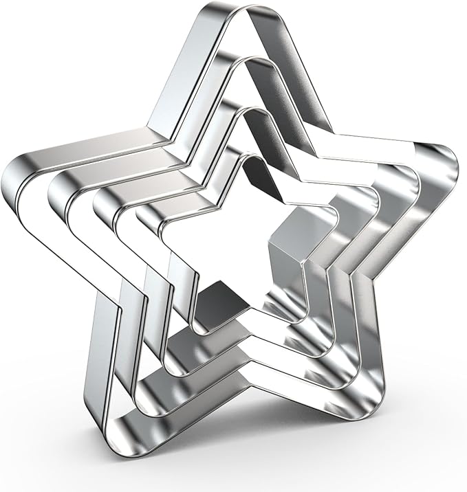 Stars Cookie Cutter Set Large - 5 inch, 4 inch, 3 inch, 2 inch - Rounded Pentagram Star Cookie Cutters Shapes Molds - Stainless Steel