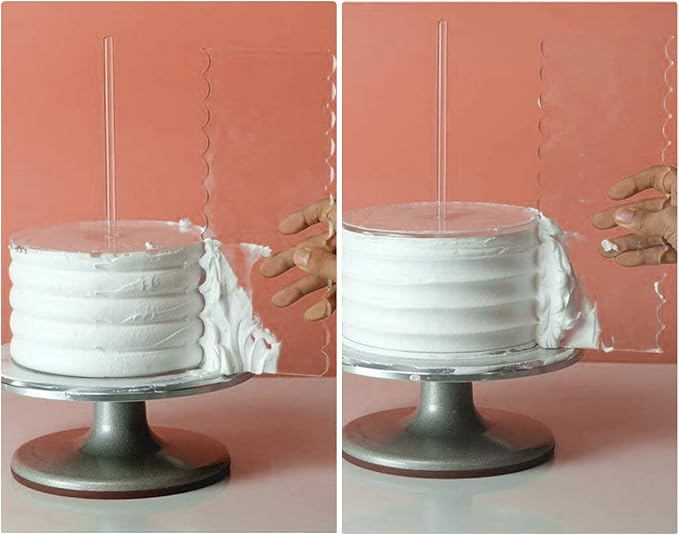 Coloch 11 Pieces Acrylic Cake Discs Set, 6.25/8.25/10.25 Inch Clear Cake Decorating Supplies with 6 Acrylic Discs, 2 Icing Scraper and 3 Center Dowel for 3 Tier Cake Making, Serving Bake Goods