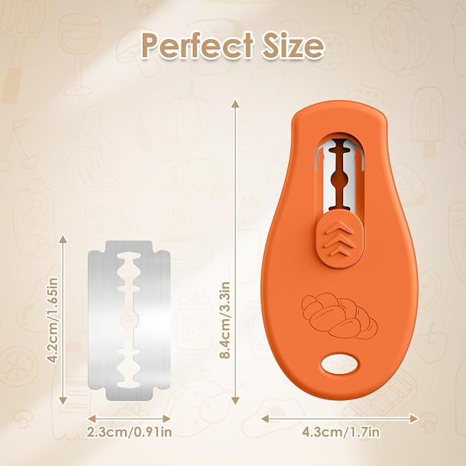 Bread Lame Sourdough Scoring Tool, Extractable & Magnetic Bread Scoring Tool, Scoring Knife for Bread Baking, Bread Razor for Homemade Bread, Sourdough Scorer Tool, Includes 5 Razor Blades-Orange